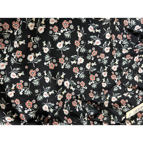 ☀️Max Studio Womens Floral Flutter Sleeve Wrap Tie Top Black Pink A703D39 M - Picture 8 of 11